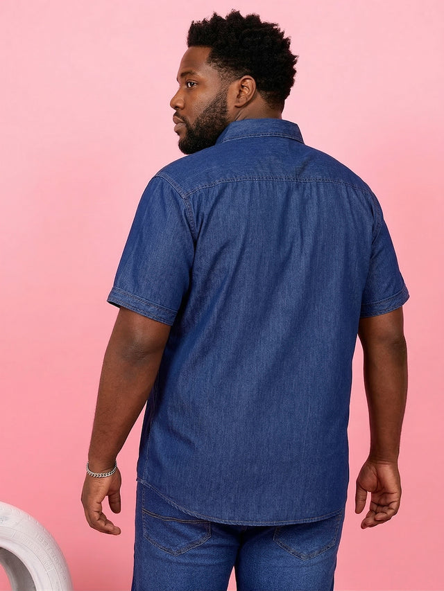 Men Plus Size Norflek Blue Solid Casual Shirt