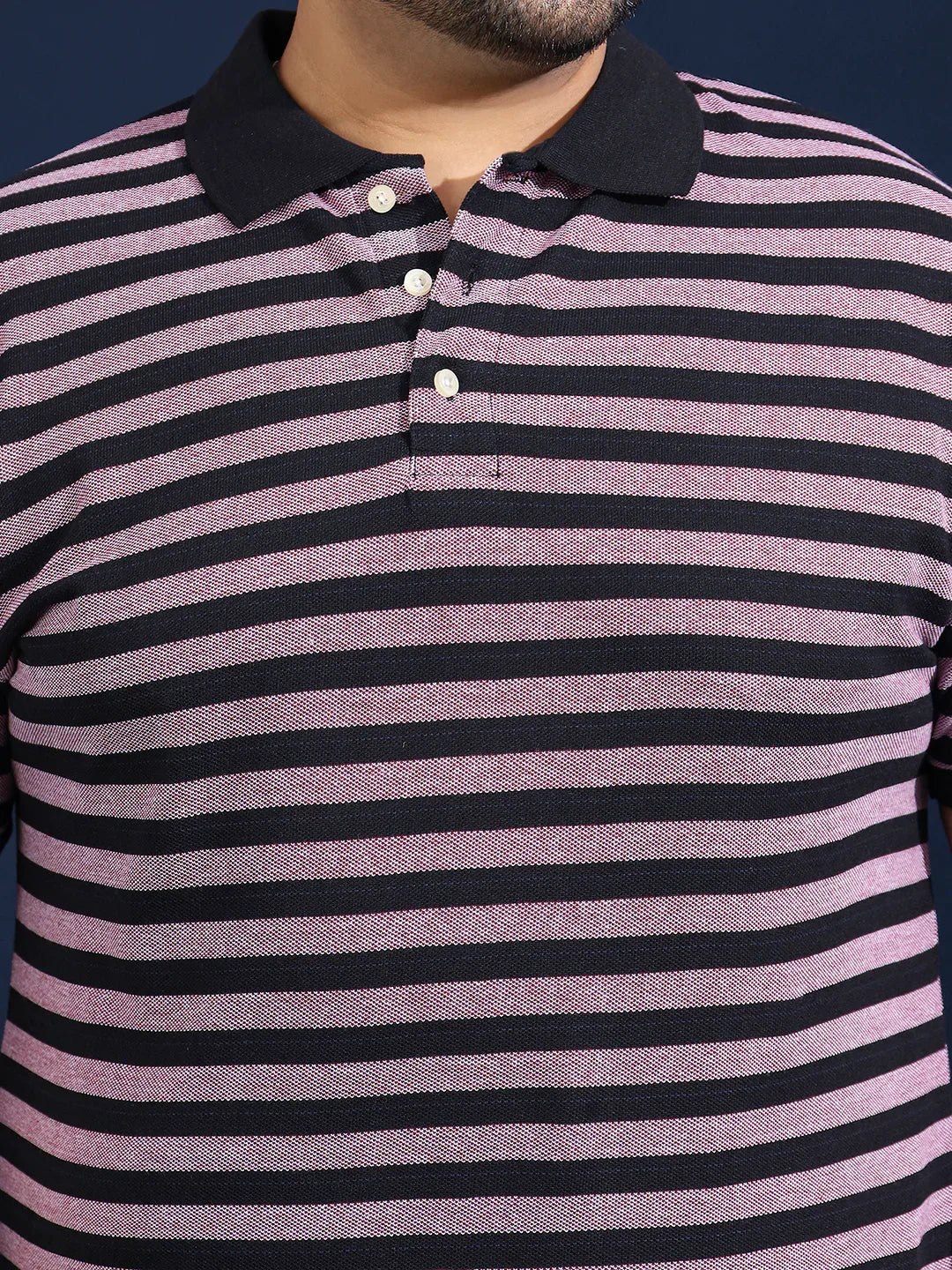 Men Plus Size Normiq Striped Multi Polo Tshirt - bigbanana