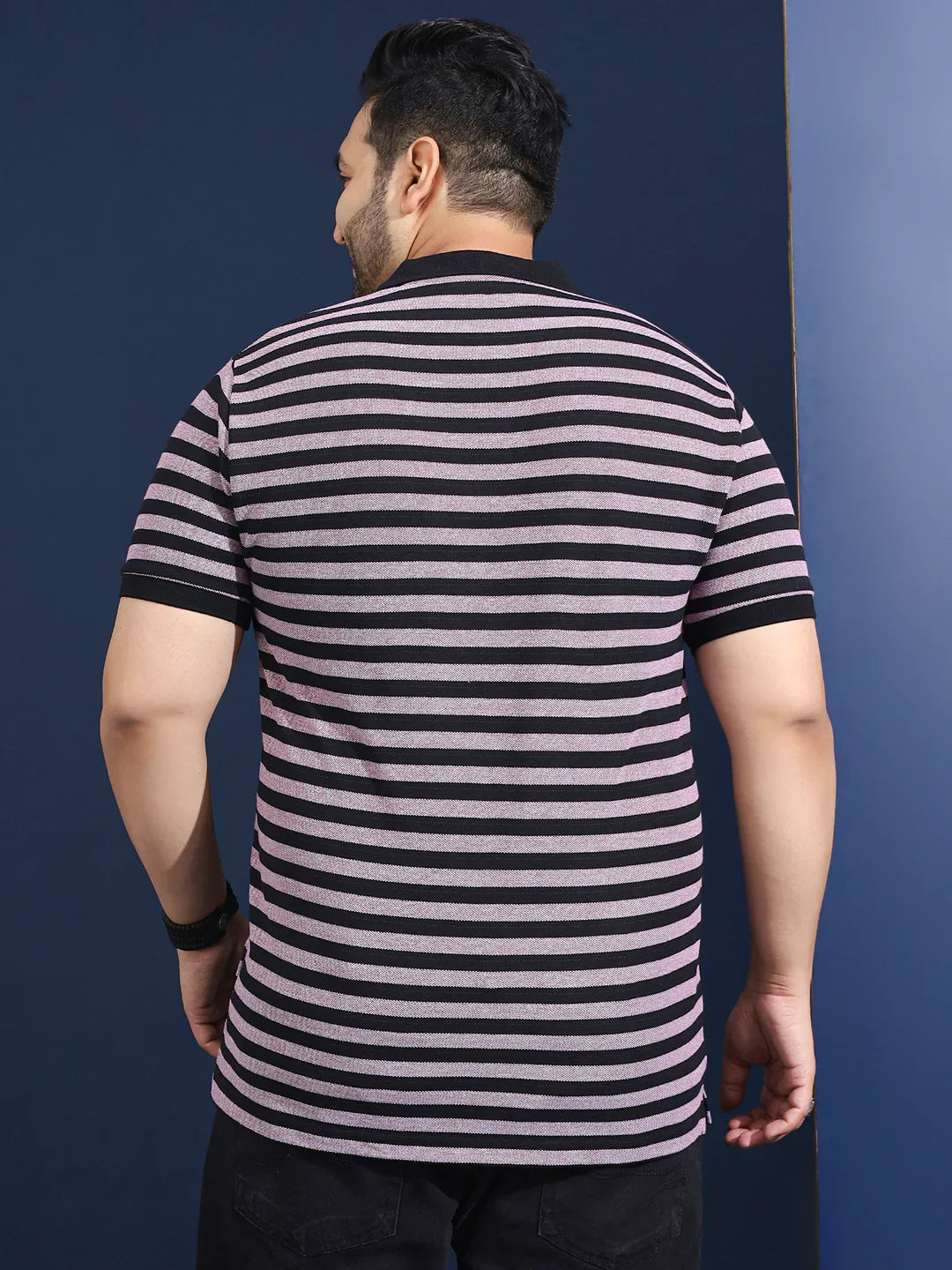Men Plus Size Normiq Striped Multi Polo Tshirt - bigbanana