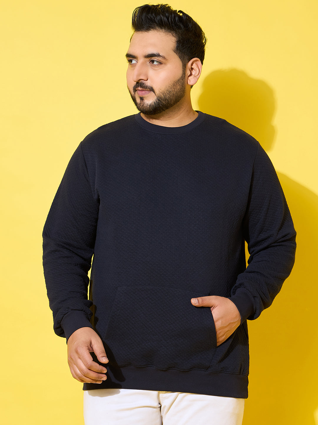 Men Plus Size Noto Navy Solid Sweatshirt