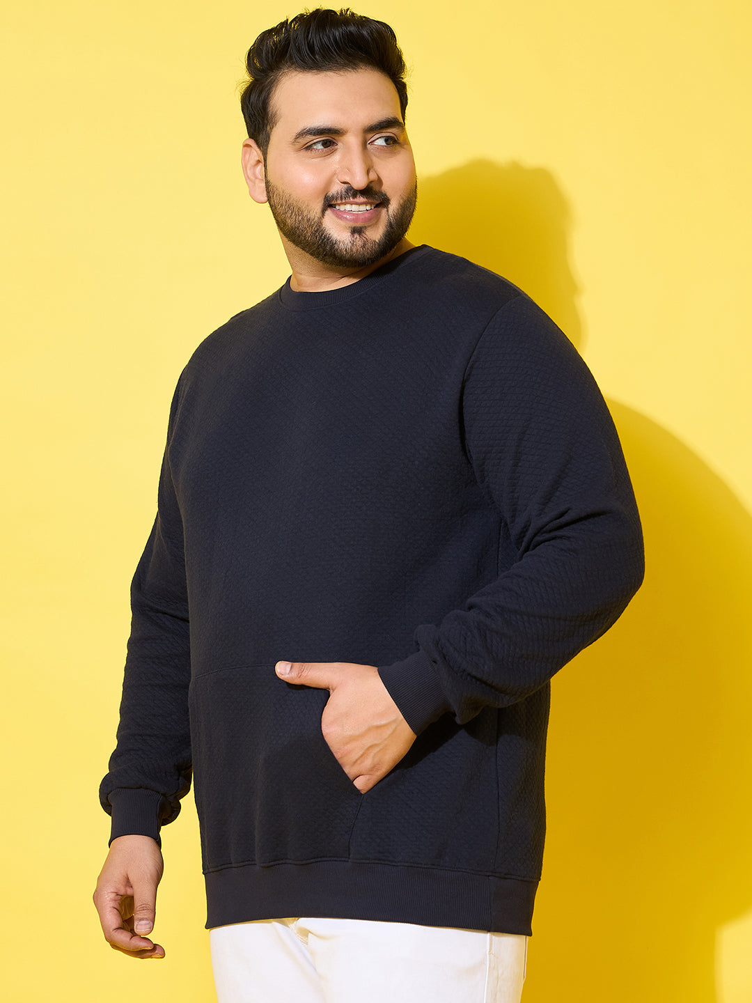 Men Plus Size Noto Navy Solid Sweatshirt