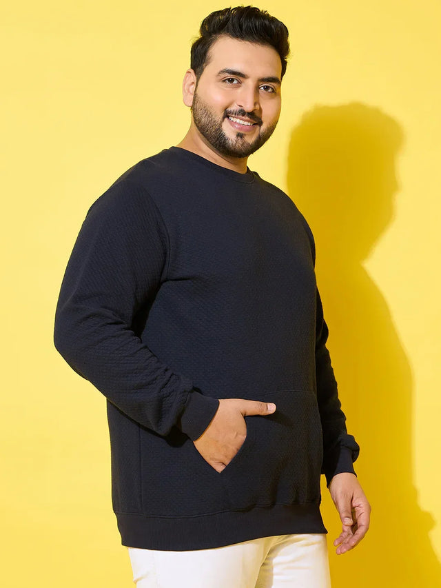 Men Plus Size Noto Navy Solid Sweatshirt
