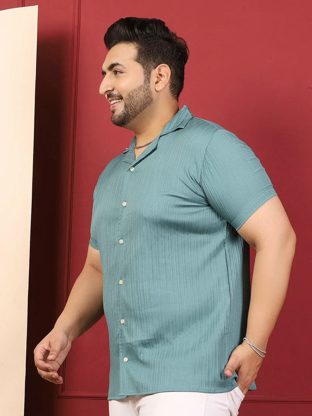 Men Plus Size Novari-Blue Blue Solid Shirt - bigbanana