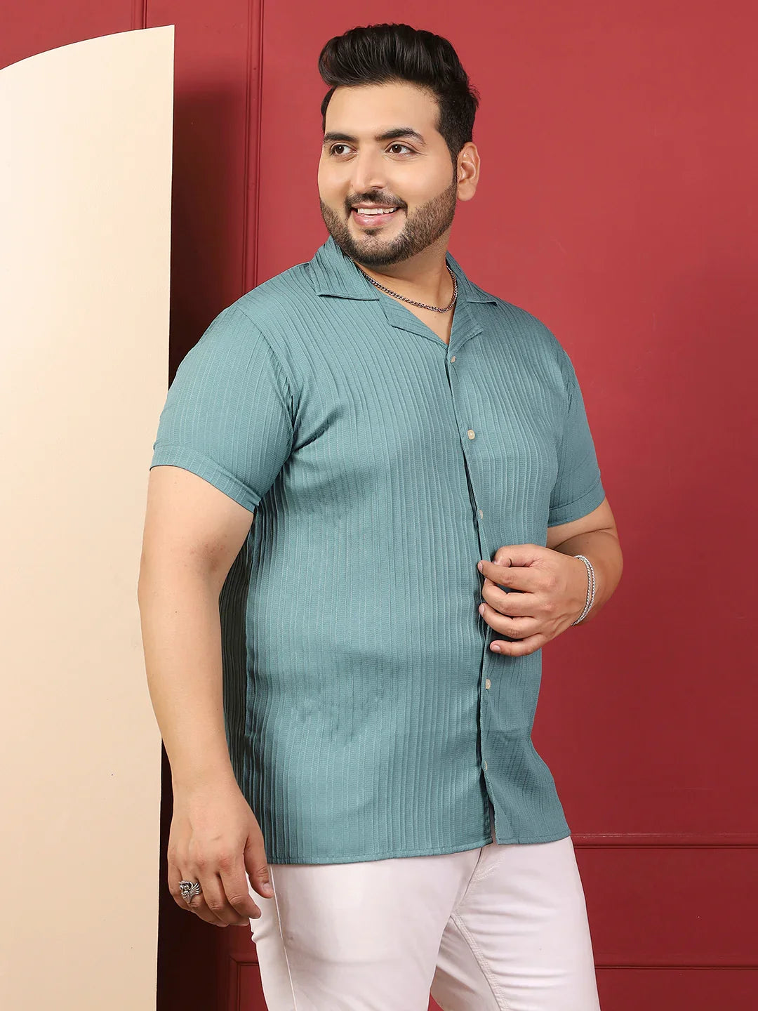 Men Plus Size Novari-Blue Blue Solid Shirt - bigbanana