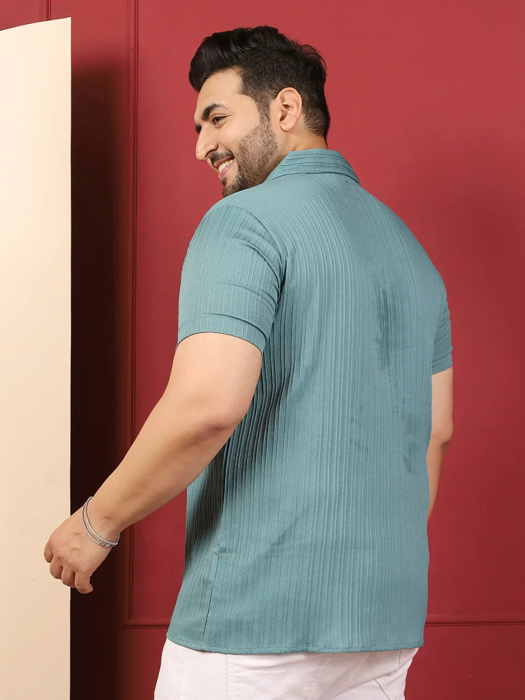 Men Plus Size Novari-Blue Blue Solid Shirt - bigbanana