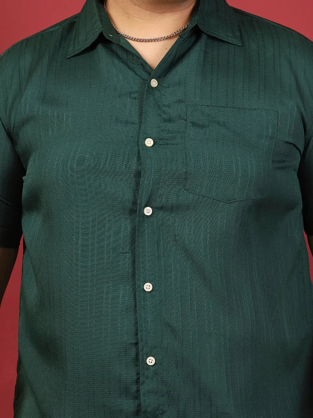 Men Plus Size Novari-Green Green Solid Shirt - bigbanana