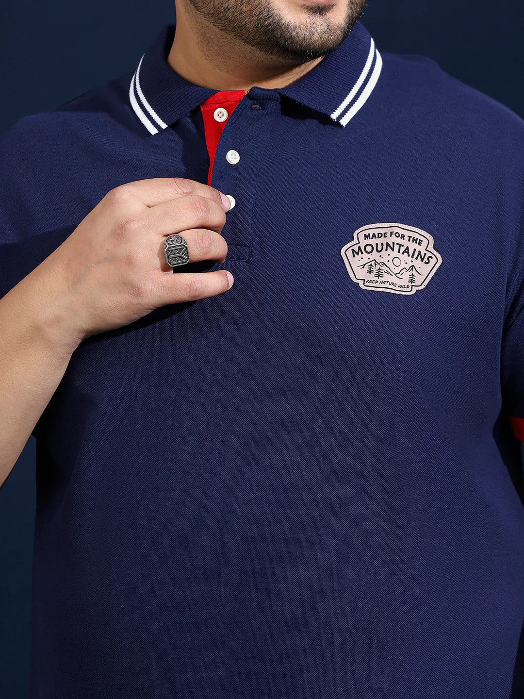 Men Plus Size Oasis Solid Navy Polo Tshirt - bigbanana