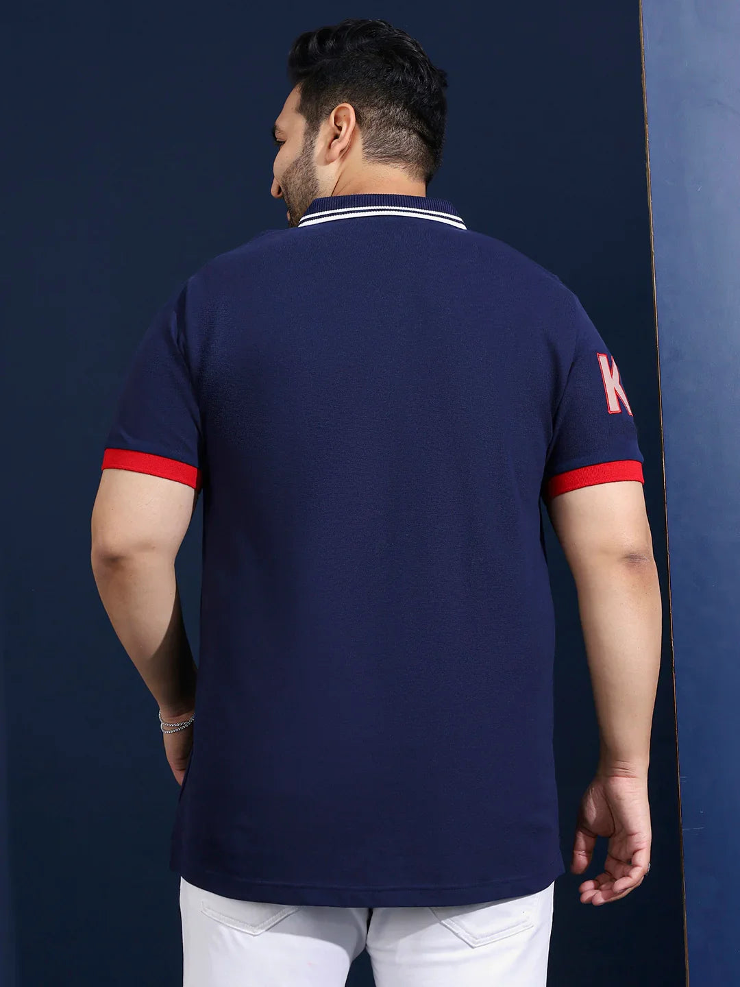 Men Plus Size Oasis Solid Navy Polo Tshirt - bigbanana