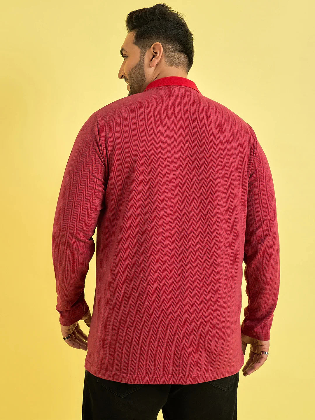 Men Plus Size Obsidian Red Solid Polo Tshirt - bigbanana