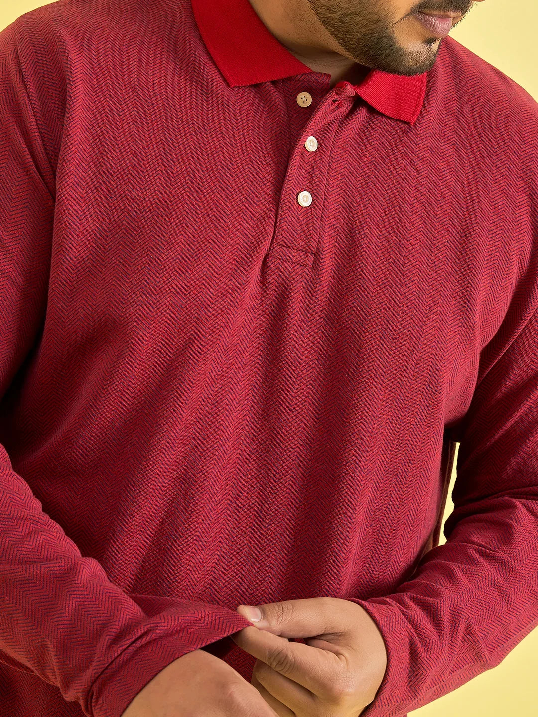 Men Plus Size Obsidian Red Solid Polo Tshirt - bigbanana