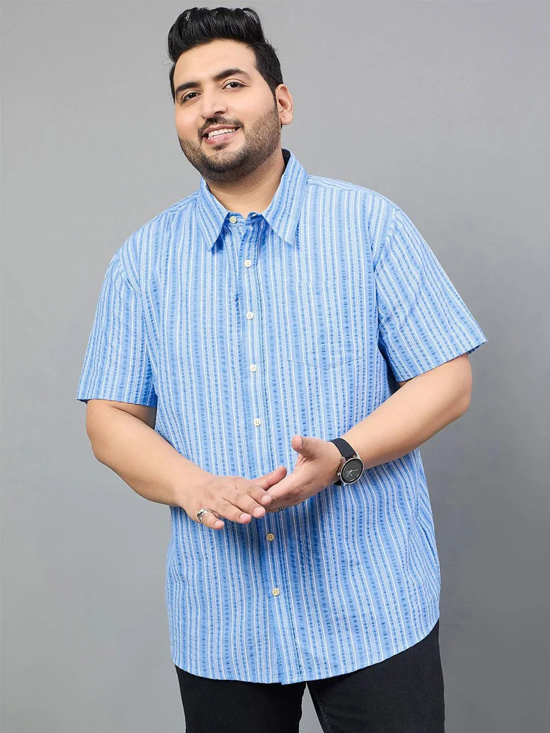 Men Plus Size Odin Striped Shirt - bigbanana
