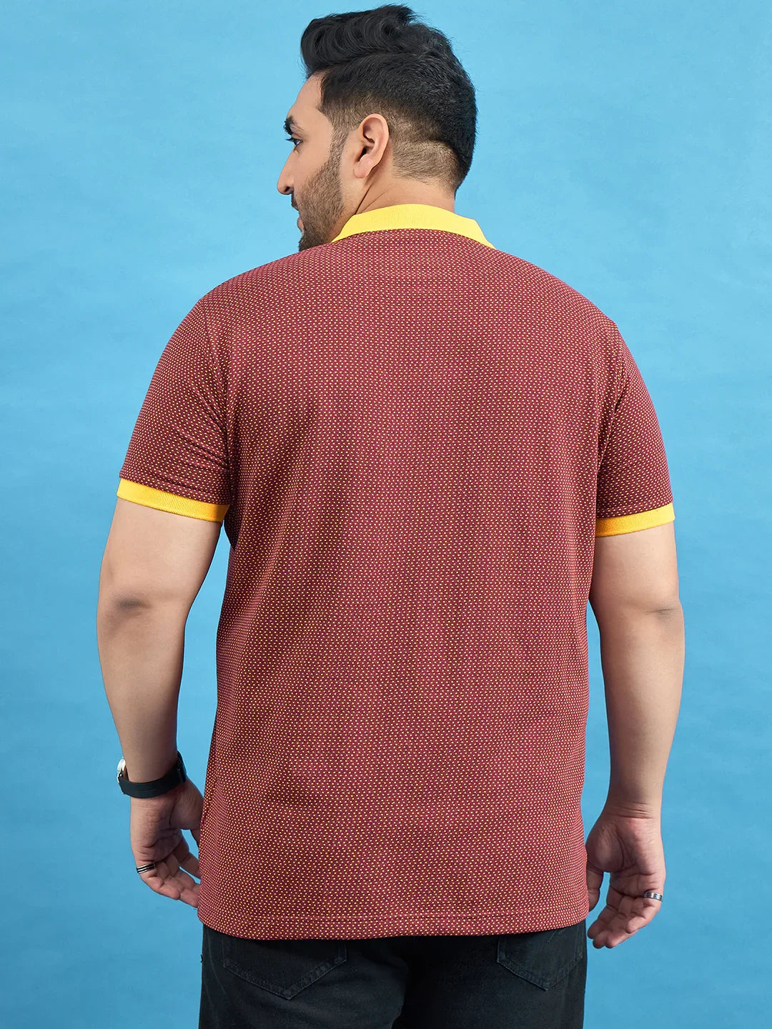 Men Plus Size Odyssey Maroon Printed Polo Tshirt - bigbanana