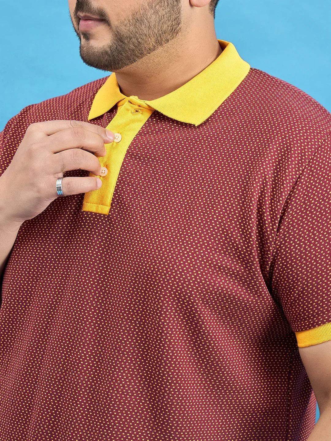 Men Plus Size Odyssey Maroon Printed Polo Tshirt - bigbanana