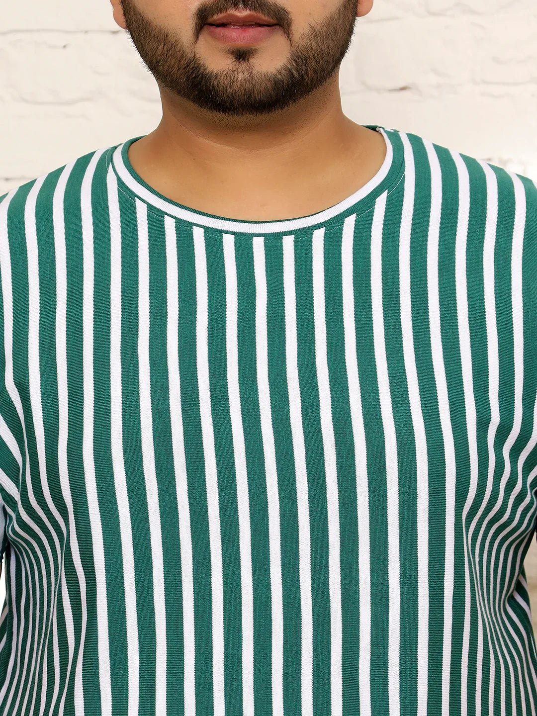 Men Plus Size Ombric Striped Multicolored Round Neck Tshirt - bigbanana