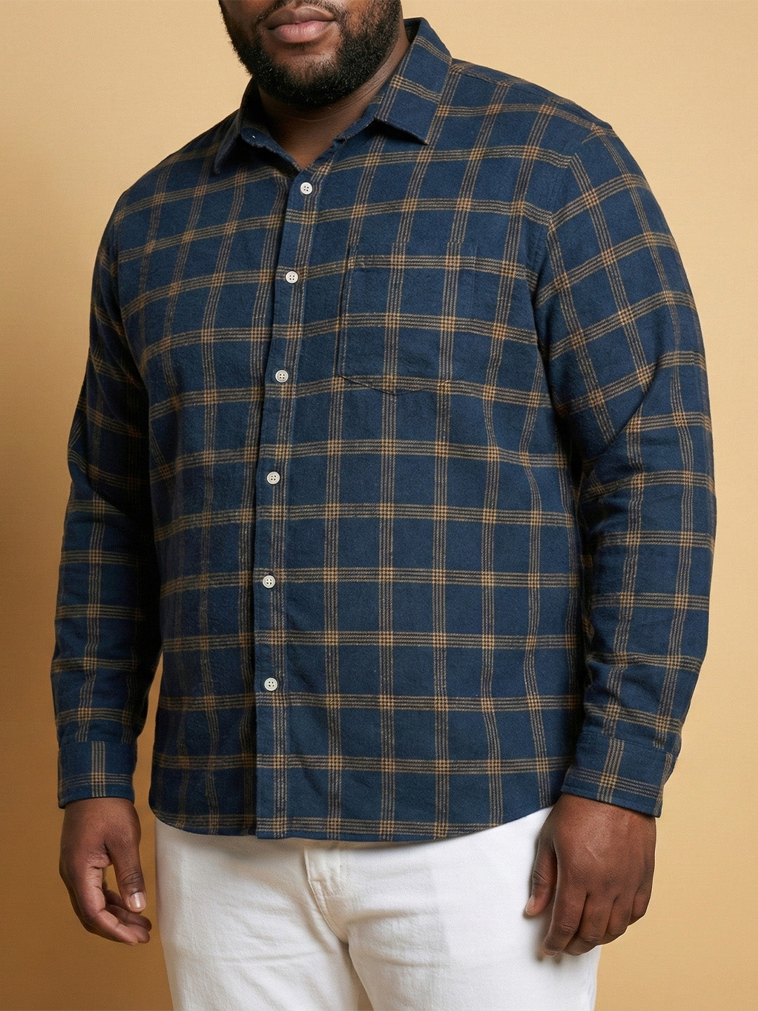 Men Plus Size Orline Multicolor Checkered Casual Shirt