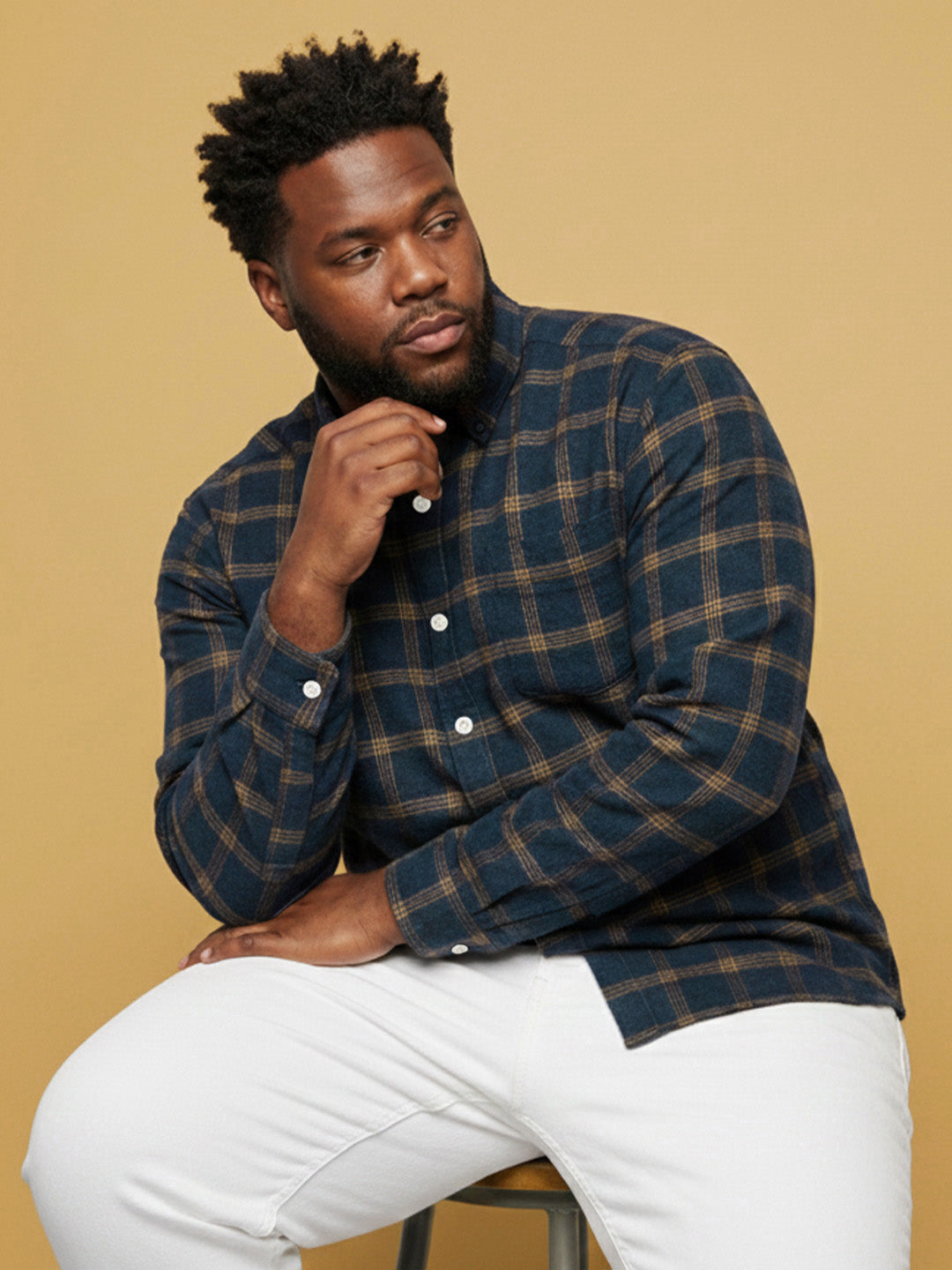 Men Plus Size Orline Multicolor Checkered Casual Shirt