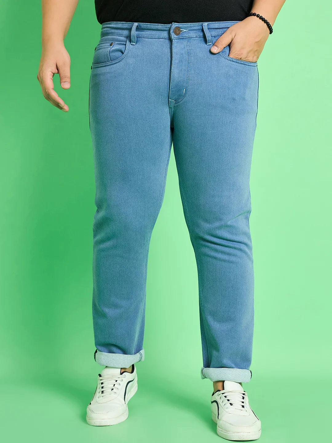 Men Plus Size Kaleb Solid Jeans - bigbanana