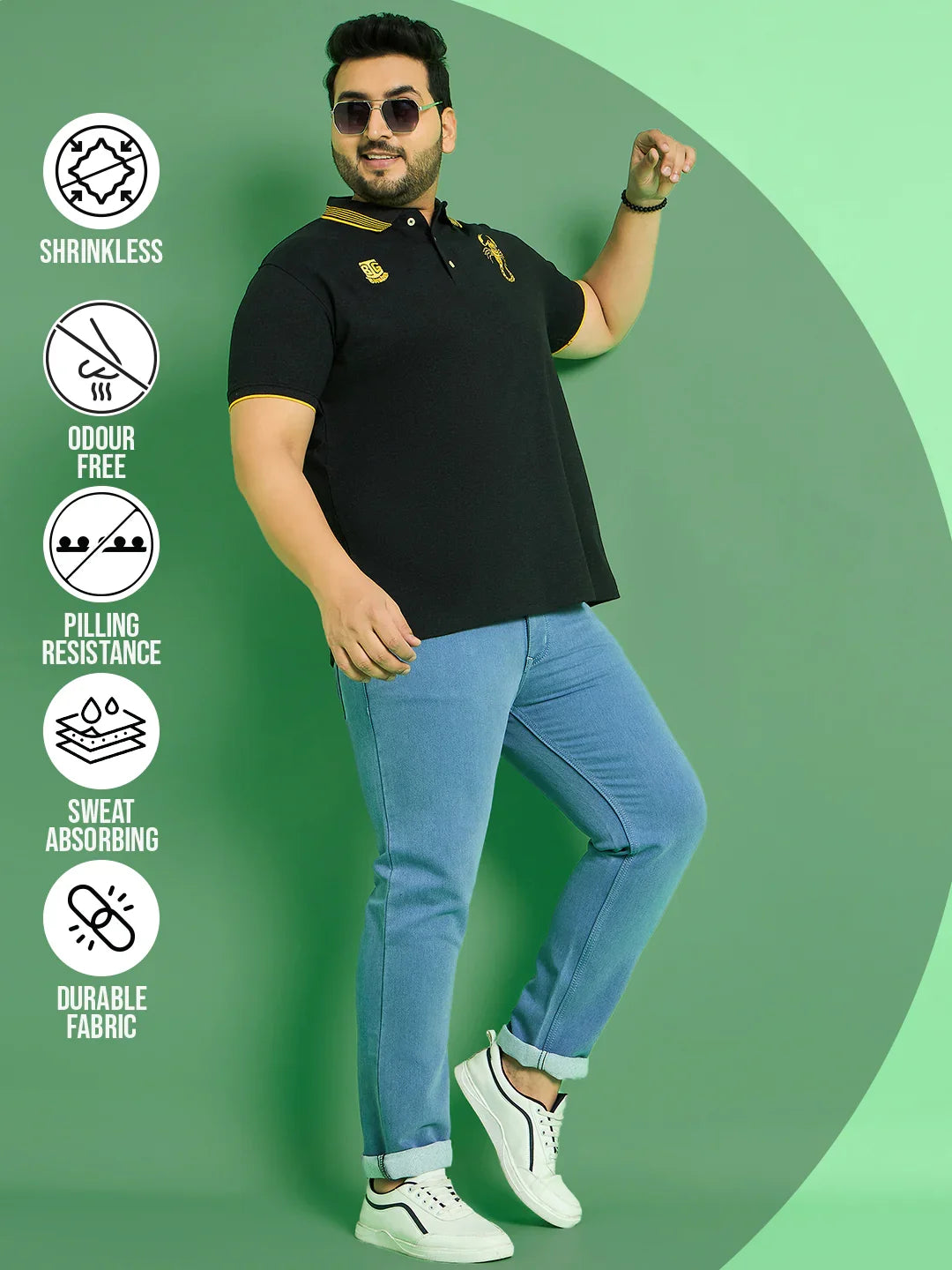 Men Plus Size Kaleb Solid Jeans - bigbanana