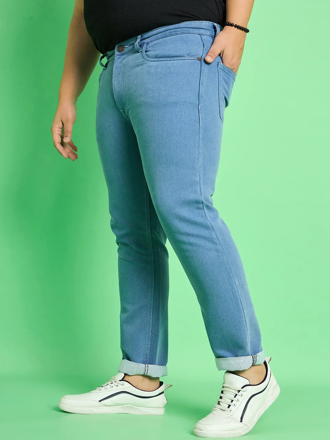 Men Plus Size Kaleb Solid Jeans - bigbanana