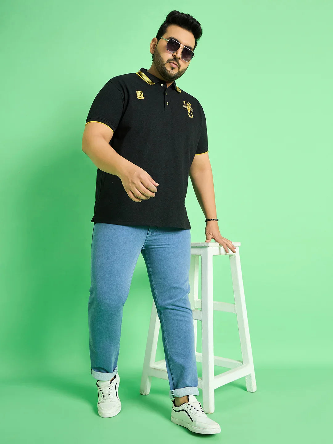 Men Plus Size Kaleb Solid Jeans - bigbanana