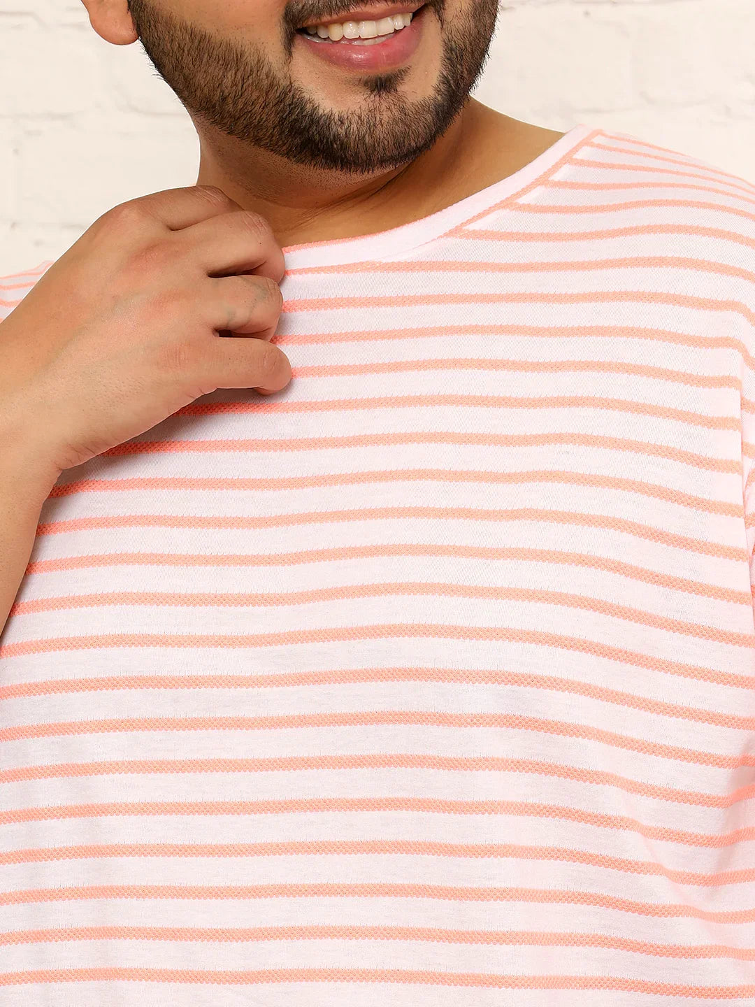 Men Plus Size Oslint Striped Multicolored Round Neck Tshirt - bigbanana