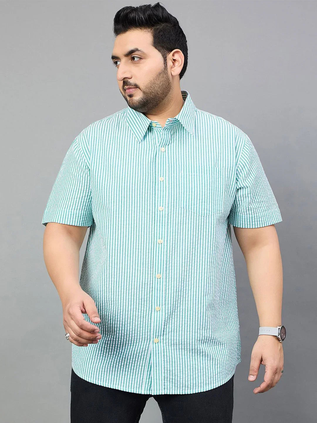 Men Plus Size Otto Striped Shirt - bigbanana