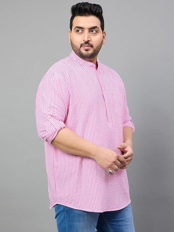Men Plus Size Owen Striped Short Kurta - bigbanana