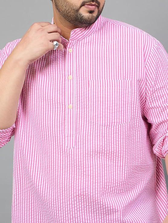 Men Plus Size Owen Striped Short Kurta - bigbanana
