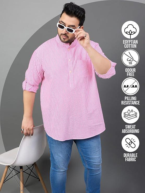 Men Plus Size Owen Striped Short Kurta - bigbanana