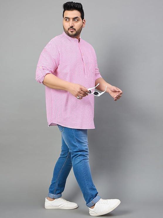 Men Plus Size Owen Striped Short Kurta - bigbanana