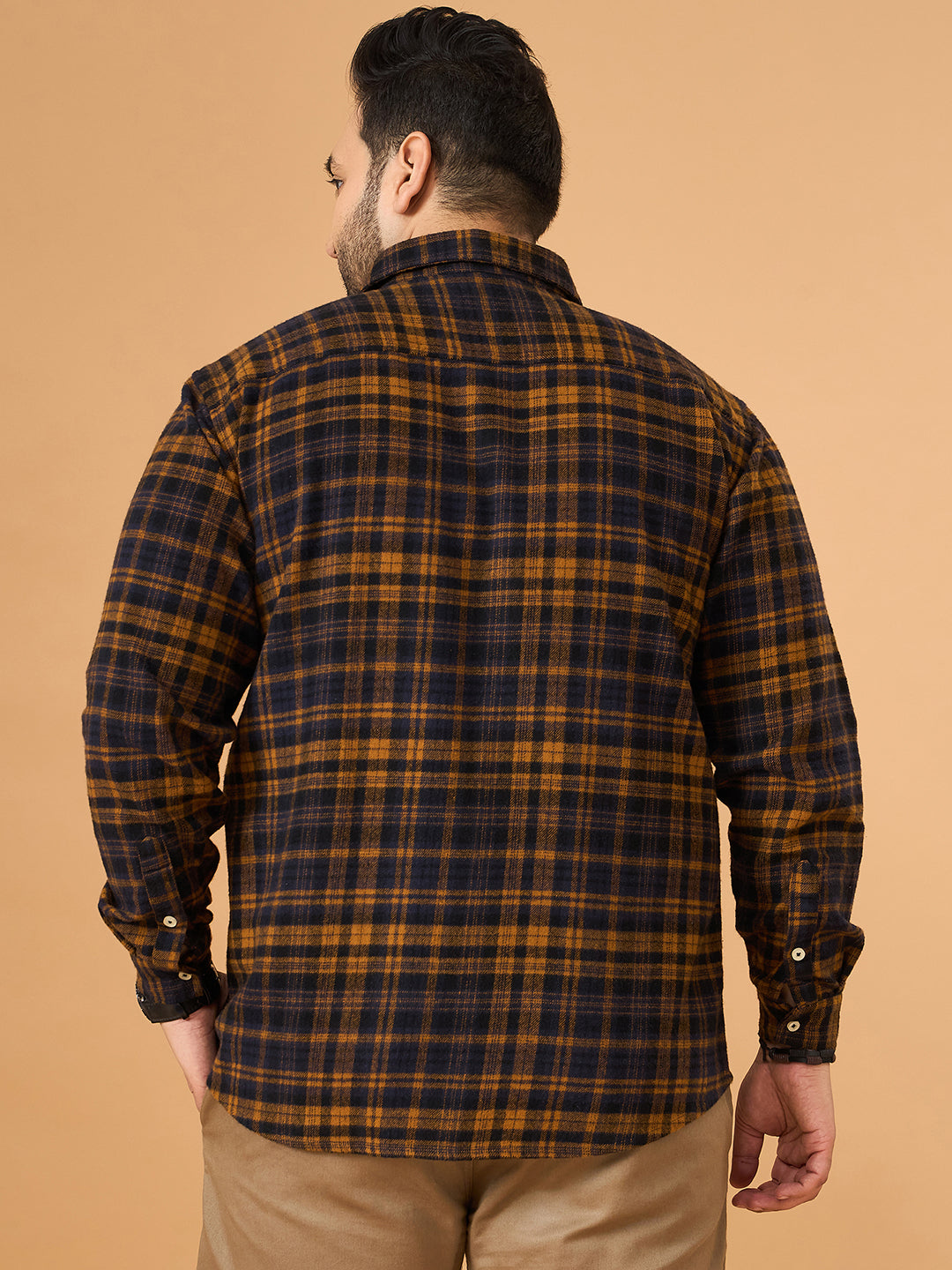 Men Plus Size Oxira Multicolor Checkered Casual Shirt