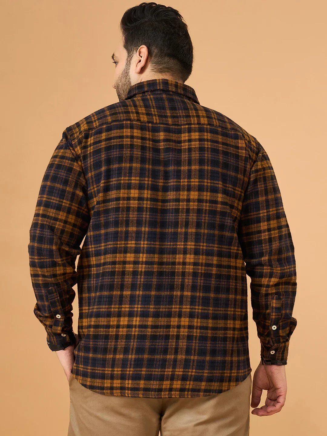 Men Plus Size Oxira Multicolor Checkered Casual Shirt