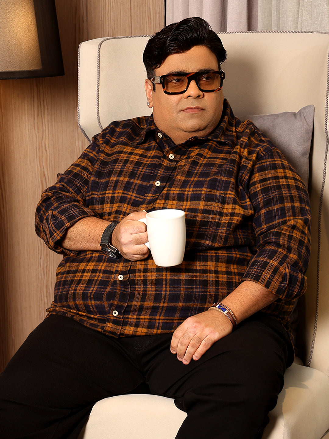 Men Plus Size Oxira Multicolor Checkered Casual Shirt