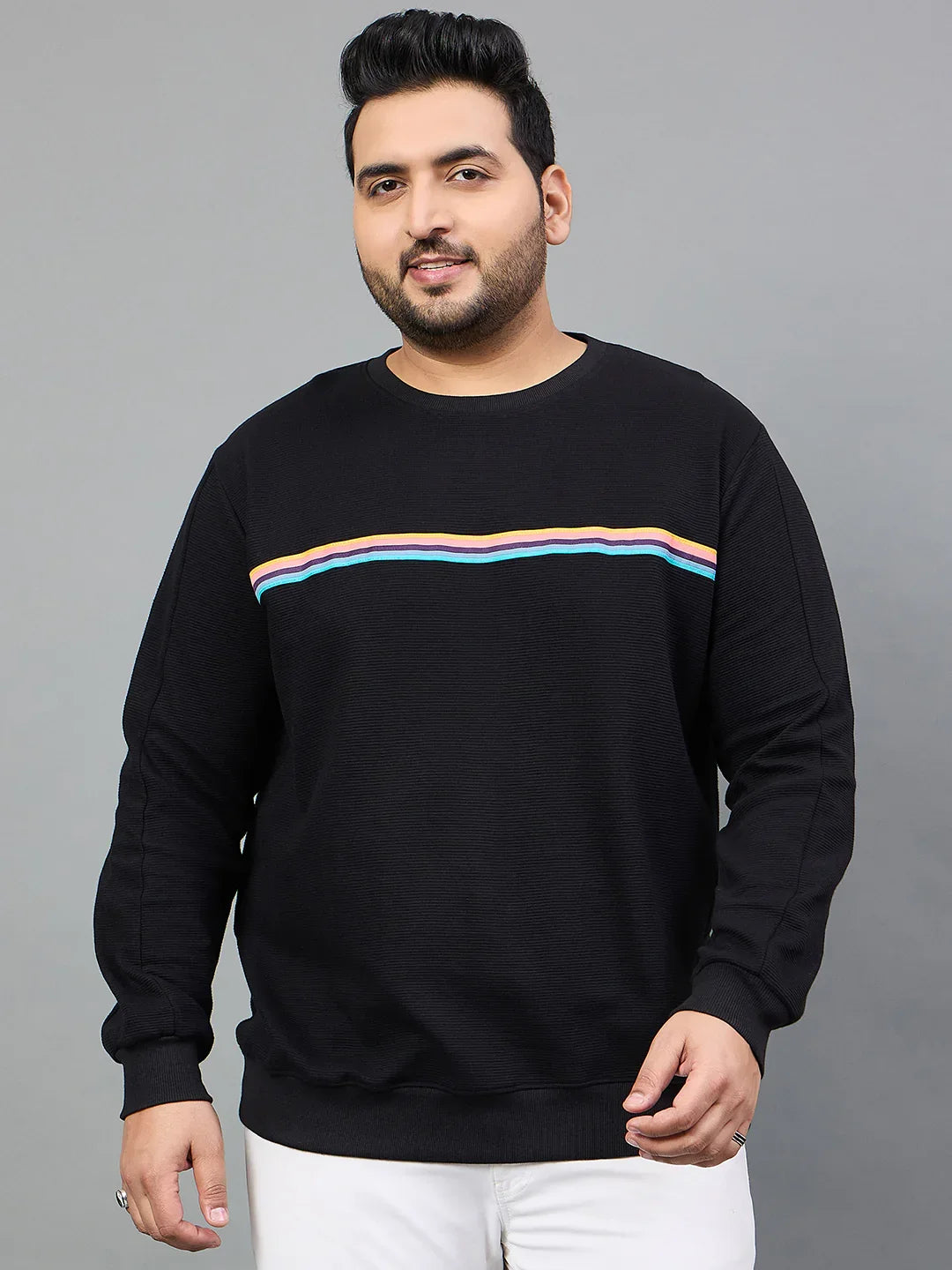Men Plus Size Ozil Solid Sweatshirt - bigbanana