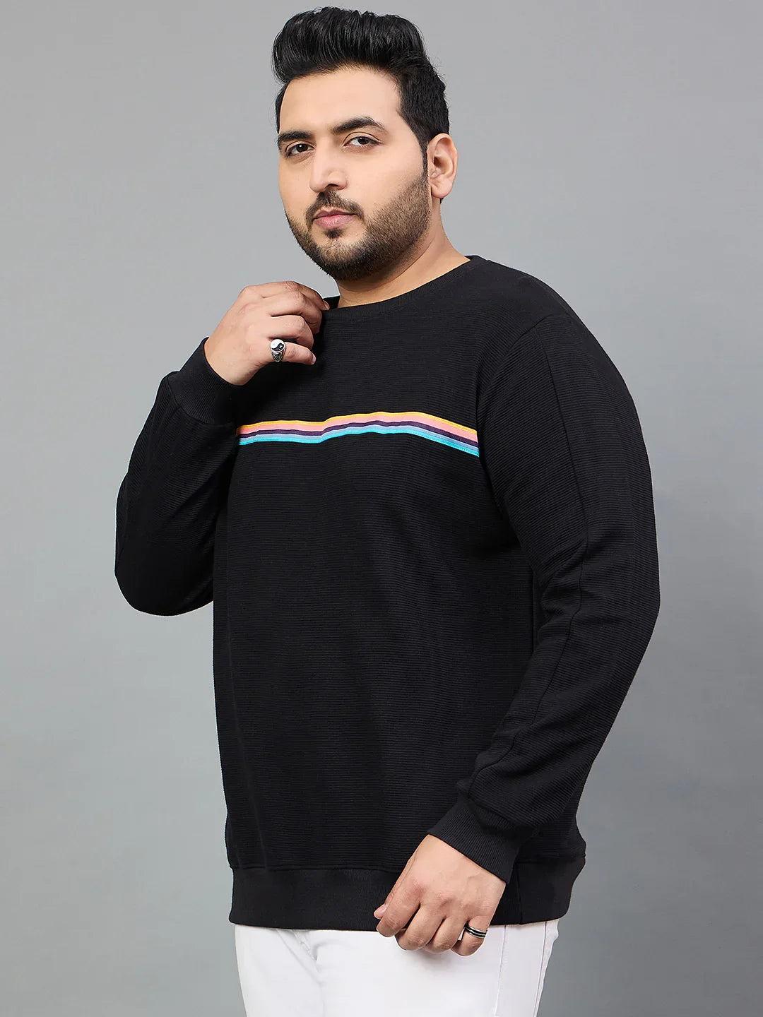 Men Plus Size Ozil Solid Sweatshirt - bigbanana