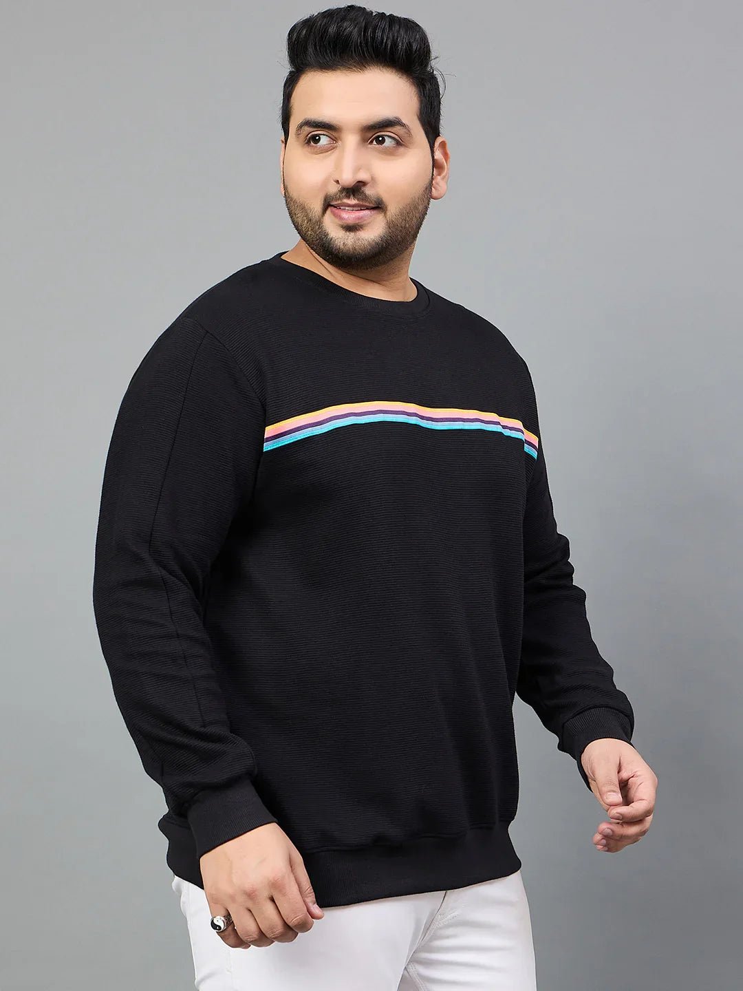 Men Plus Size Ozil Solid Sweatshirt - bigbanana