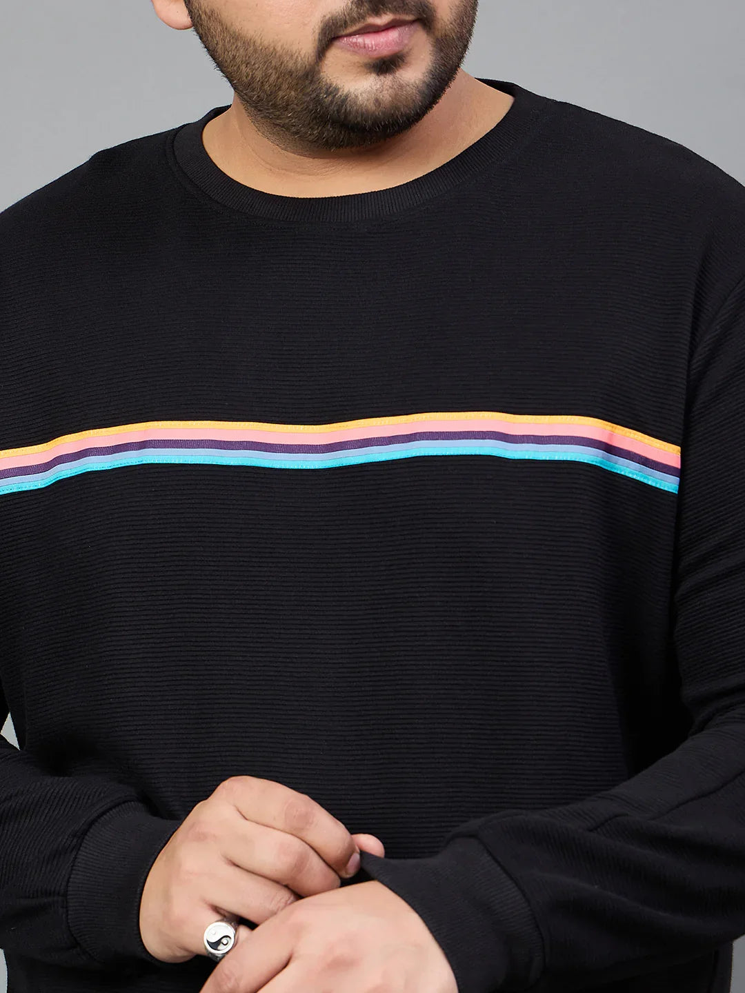 Men Plus Size Ozil Solid Sweatshirt - bigbanana