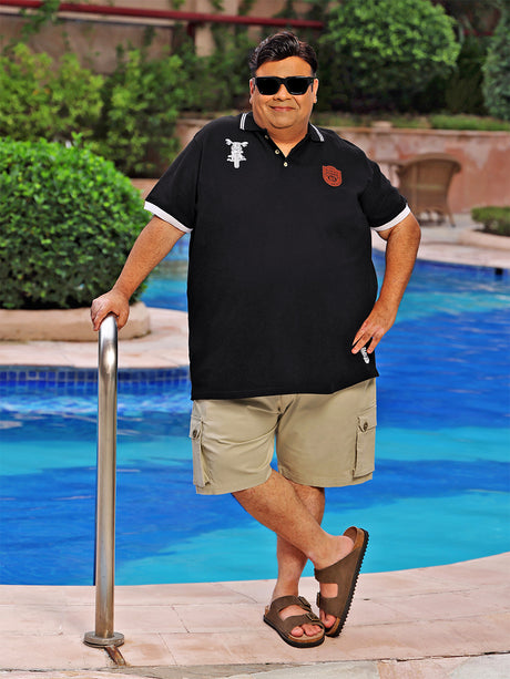 Men Plus Size Camshaft Solid Polo Tshirt - bigbanana