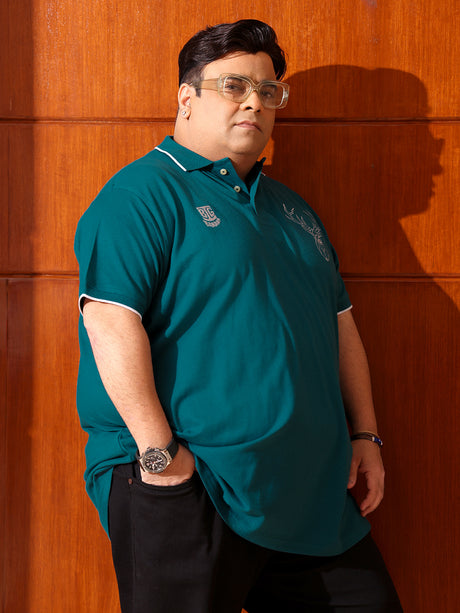 Men Plus Size Thom-Teal Solid Polo Tshirt - bigbanana