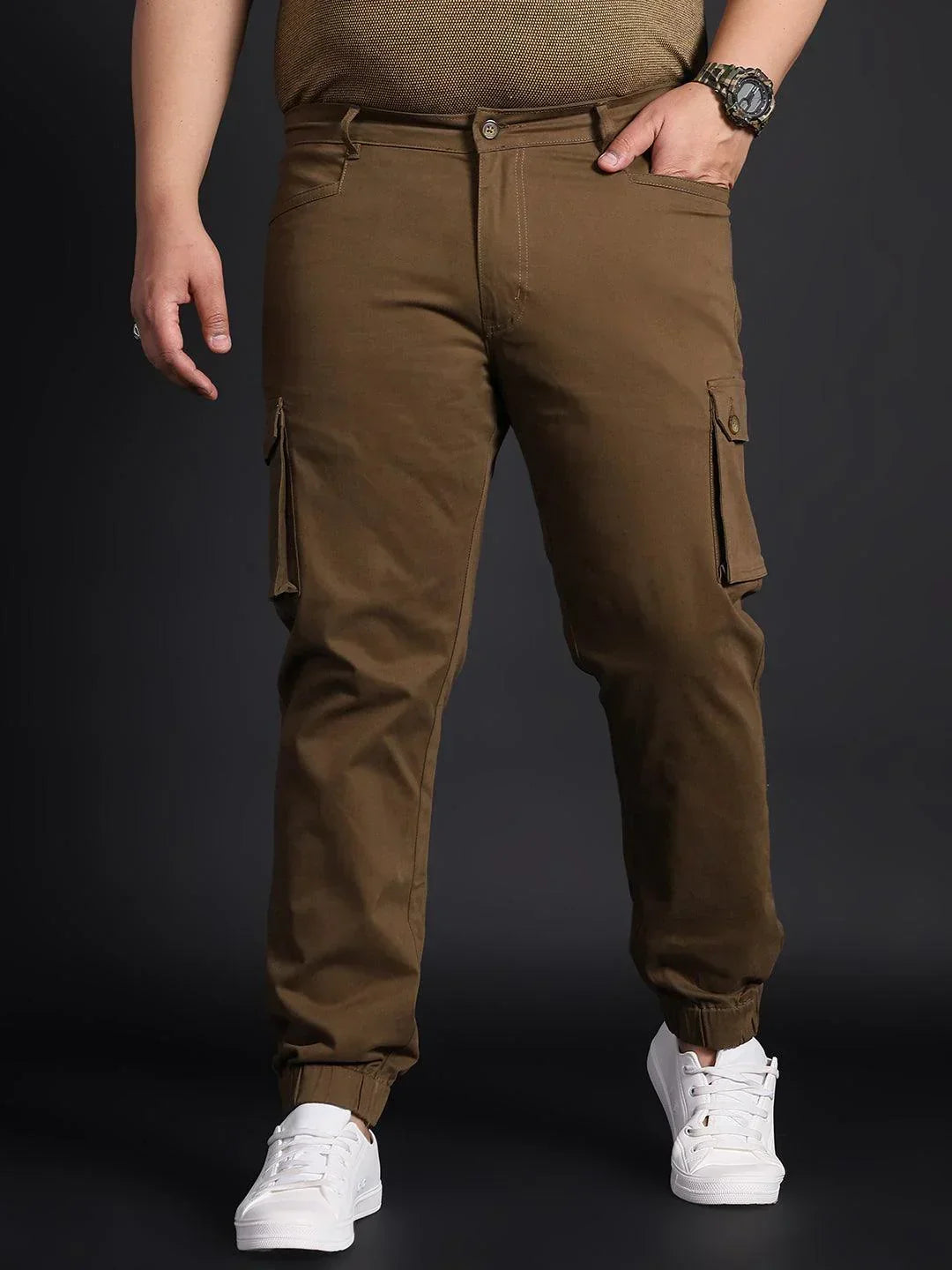 Men Plus Size Pacman Solid Trouser - bigbanana