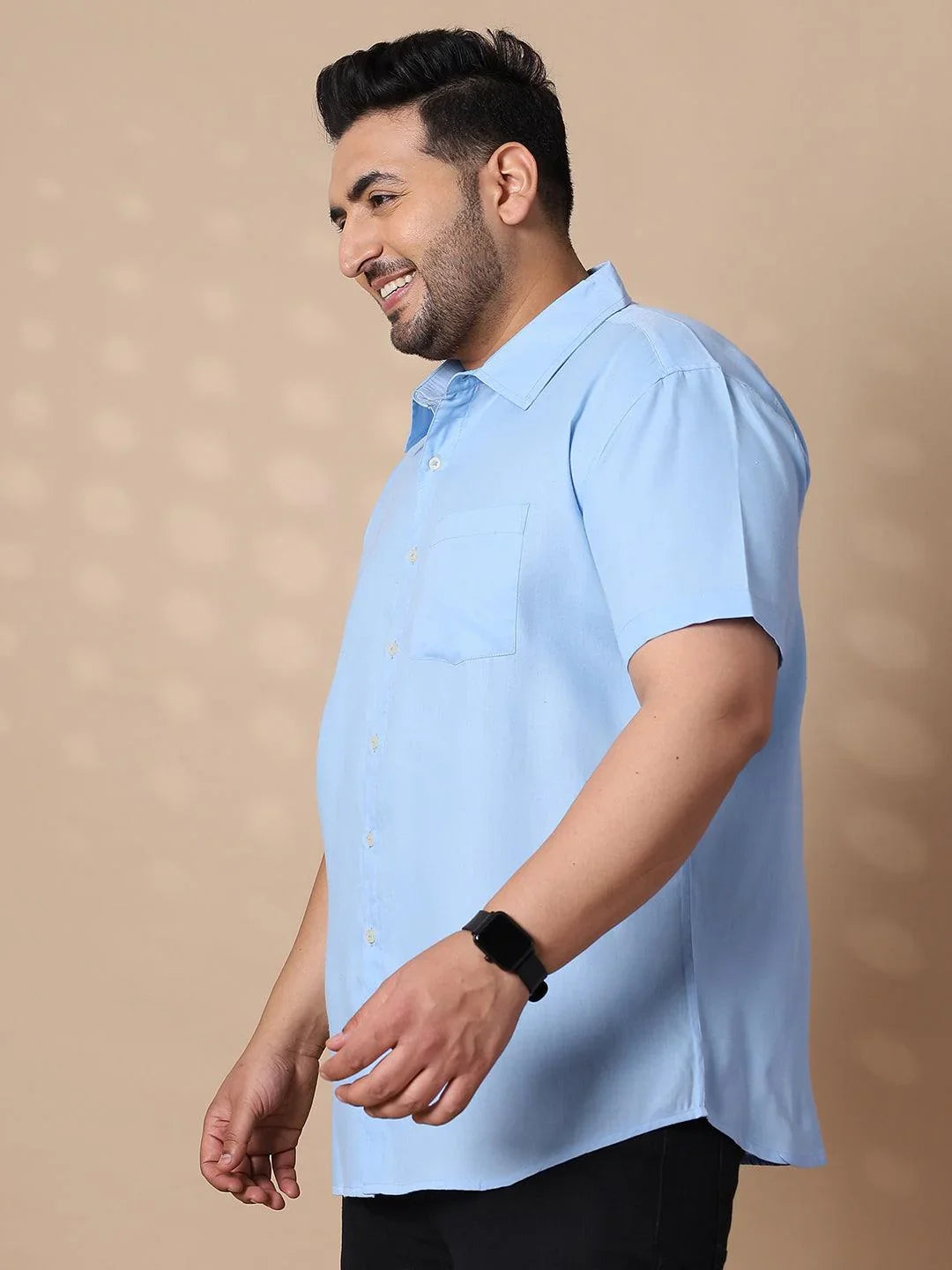 Men Plus Size Panny-Sky Solid Shirt - bigbanana