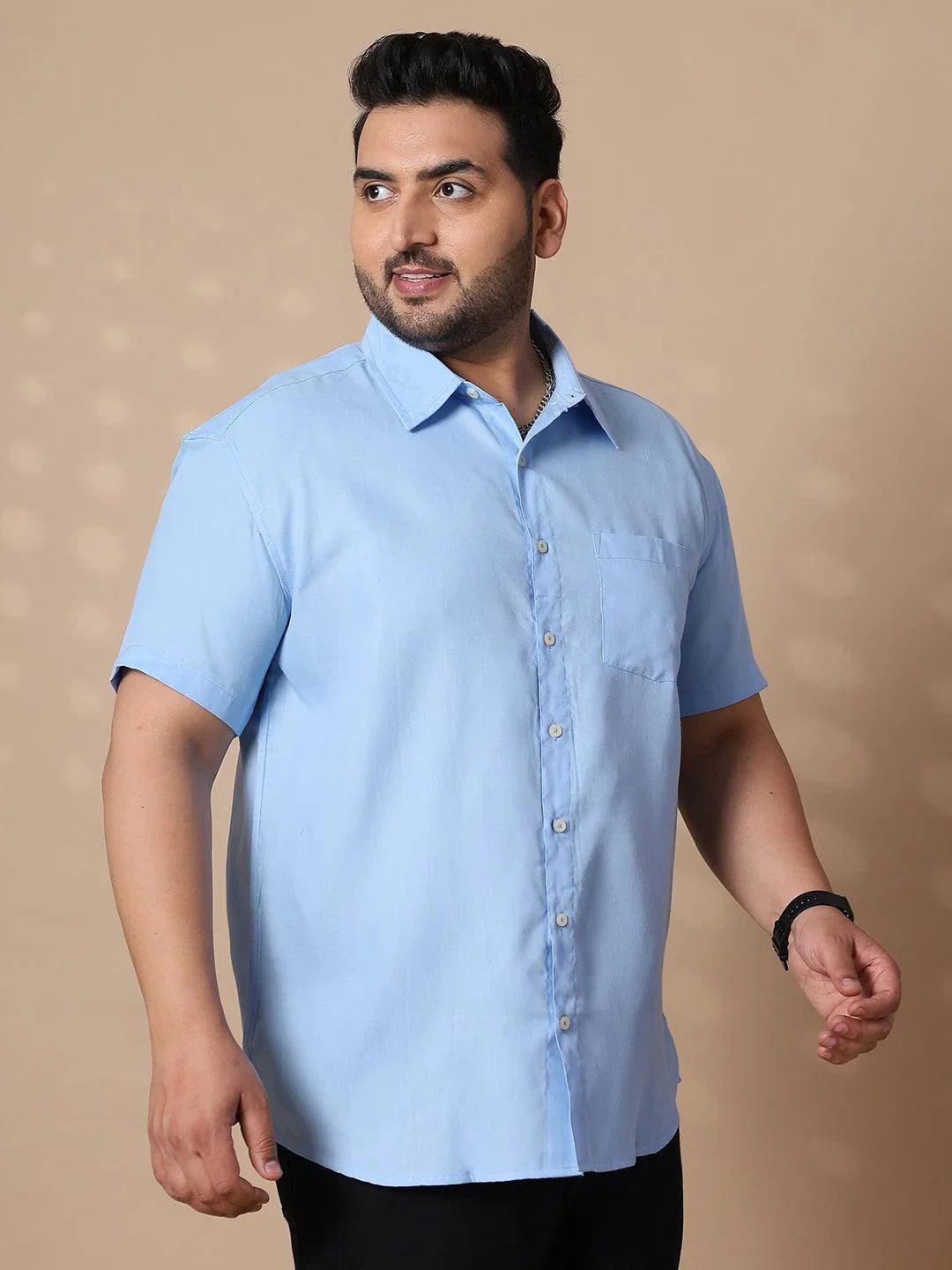 Men Plus Size Panny-Sky Solid Shirt - bigbanana