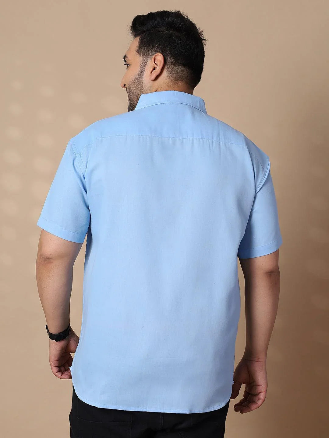 Men Plus Size Panny-Sky Solid Shirt - bigbanana