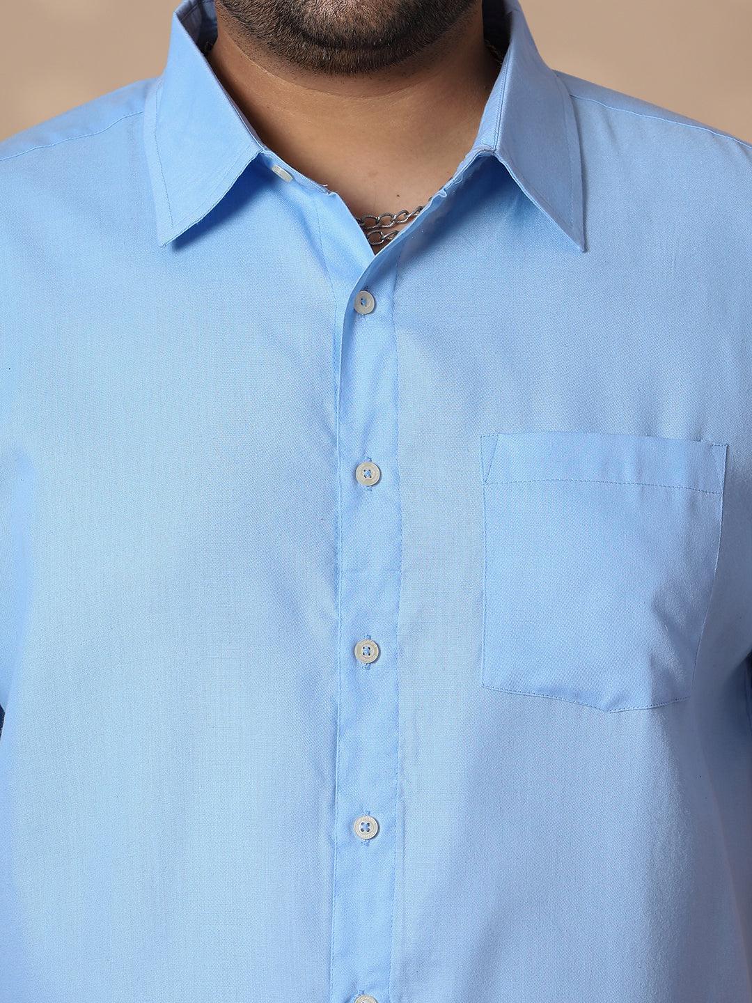 Men Plus Size Panny-Sky Solid Shirt - bigbanana