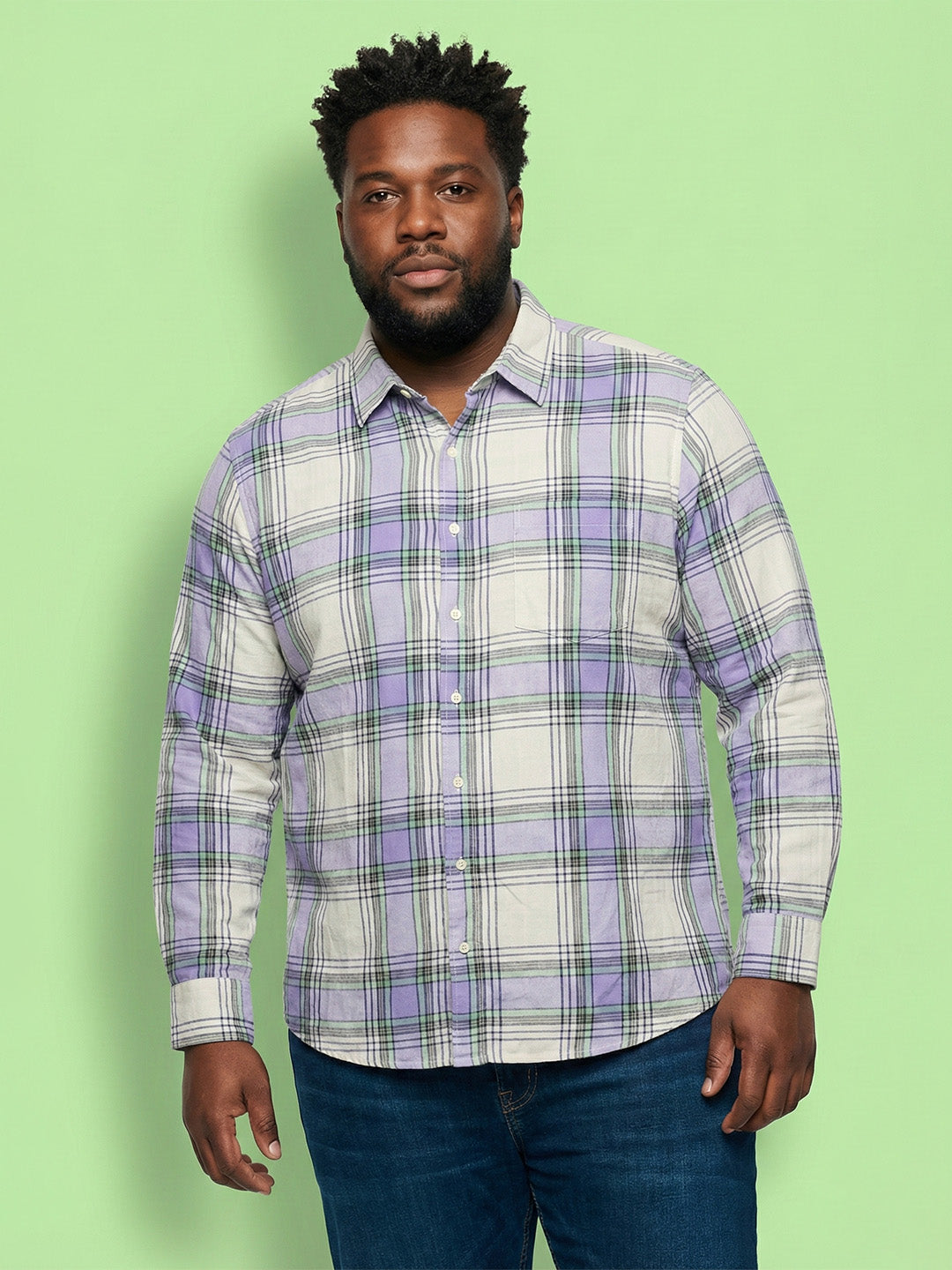 Men Plus Size Parch Multicolor Checkered Casual Shirt