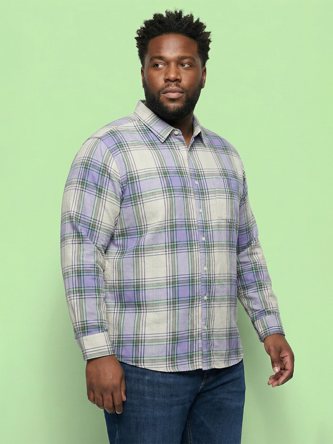 Men Plus Size Parch Multicolor Checkered Casual Shirt