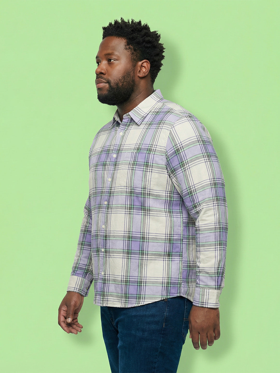 Men Plus Size Parch Multicolor Checkered Casual Shirt