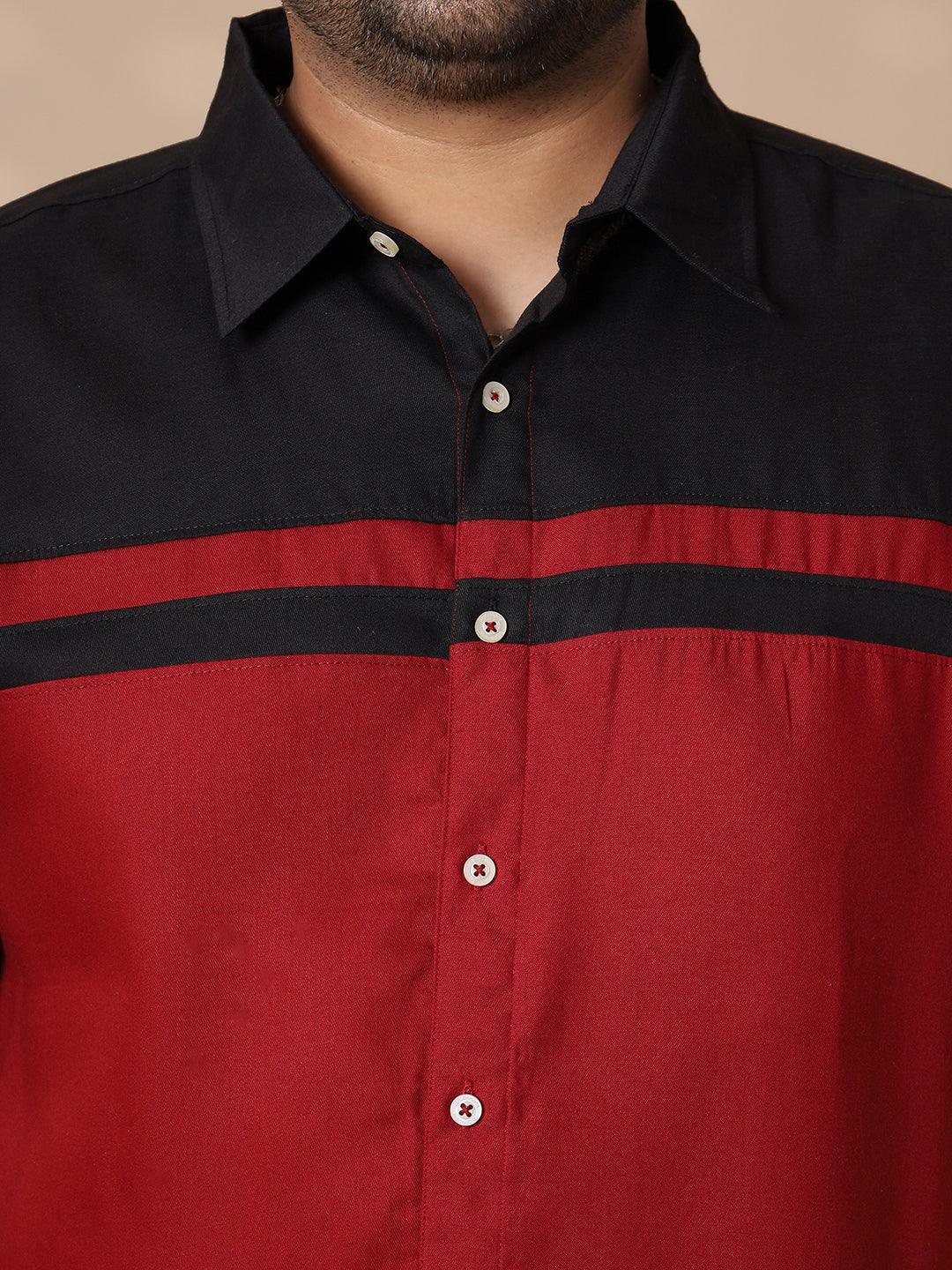 Men Plus Size Pattaya-Red Colorblock Shirt - bigbanana
