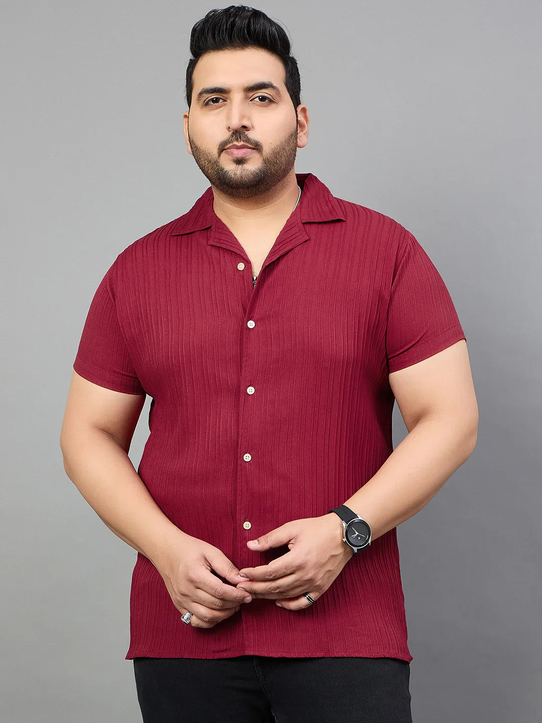 Men Plus Size Pele Solid Shirt - bigbanana