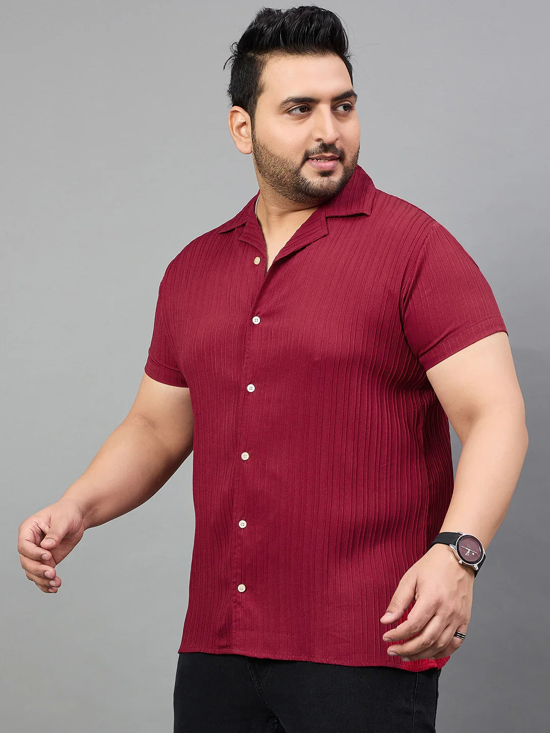 Men Plus Size Pele Solid Shirt - bigbanana